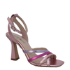 Sandalo punta quadrata in laminato multicolor