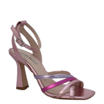 Sandalo punta quadrata in laminato multicolor
