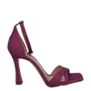 Sandalo punta quadrata in glitter fuxia