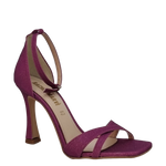 Sandalo punta quadrata in glitter fuxia