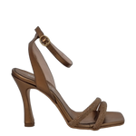 Sandali eleganti bronzo con strass e tacco alto