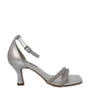 Sandali eleganti argento con strass e tacco medio