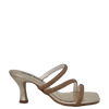 Sandali scalzati eleganti platino con strass e tacco medio