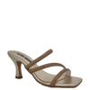 Sandali scalzati eleganti platino con strass e tacco medio