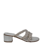 Sandali eleganti argento con tacco basso e comodo
