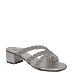 Sandali eleganti argento con tacco basso e comodo