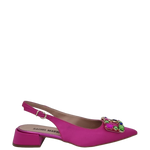 Ballerine chanel a punta raso fuxia con accessorio multicolor
