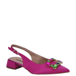 Ballerine chanel a punta raso fuxia con accessorio multicolor