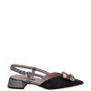 Ballerine chanel a punta pelle nero con accessorio multicolor