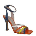 Sandalo donna in jeans con riporto vernice