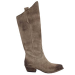 Stivali texani al ginocchio con tacco basso camoscio beige F/W