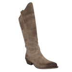 Stivali texani al ginocchio con tacco basso camoscio beige F/W