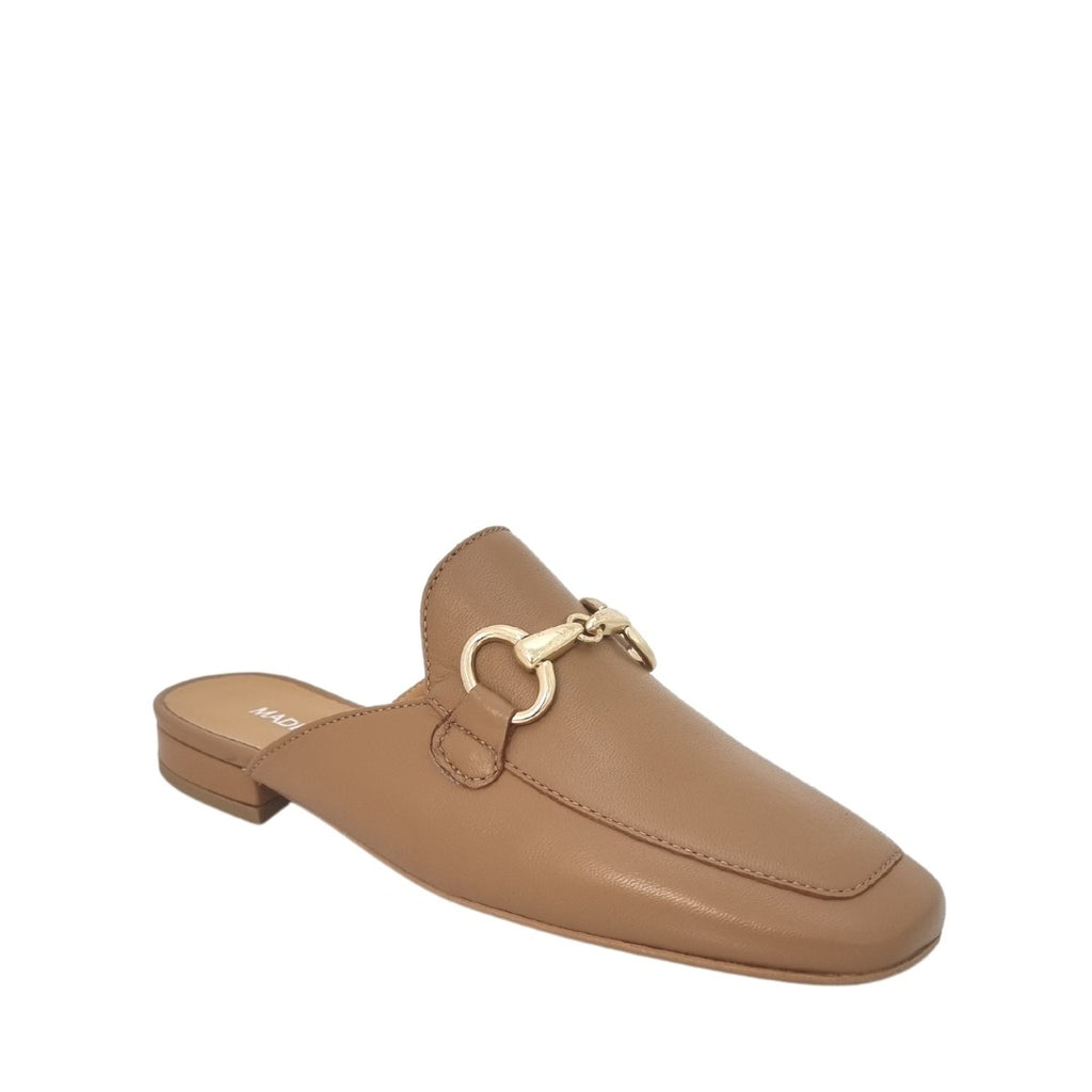 Mules vera pelle cuoio con morsetto oro