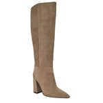 Stivali a tubo con tacco largo camoscio beige F/W