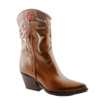 Stivali texani bicolore pelle cuoio e rosso F/W