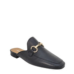 Mules vera pelle nero con morsetto oro
