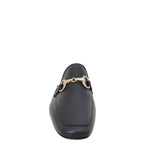 Mules vera pelle nero con morsetto oro