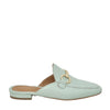Mules vera pelle verde acqua con morsetto oro