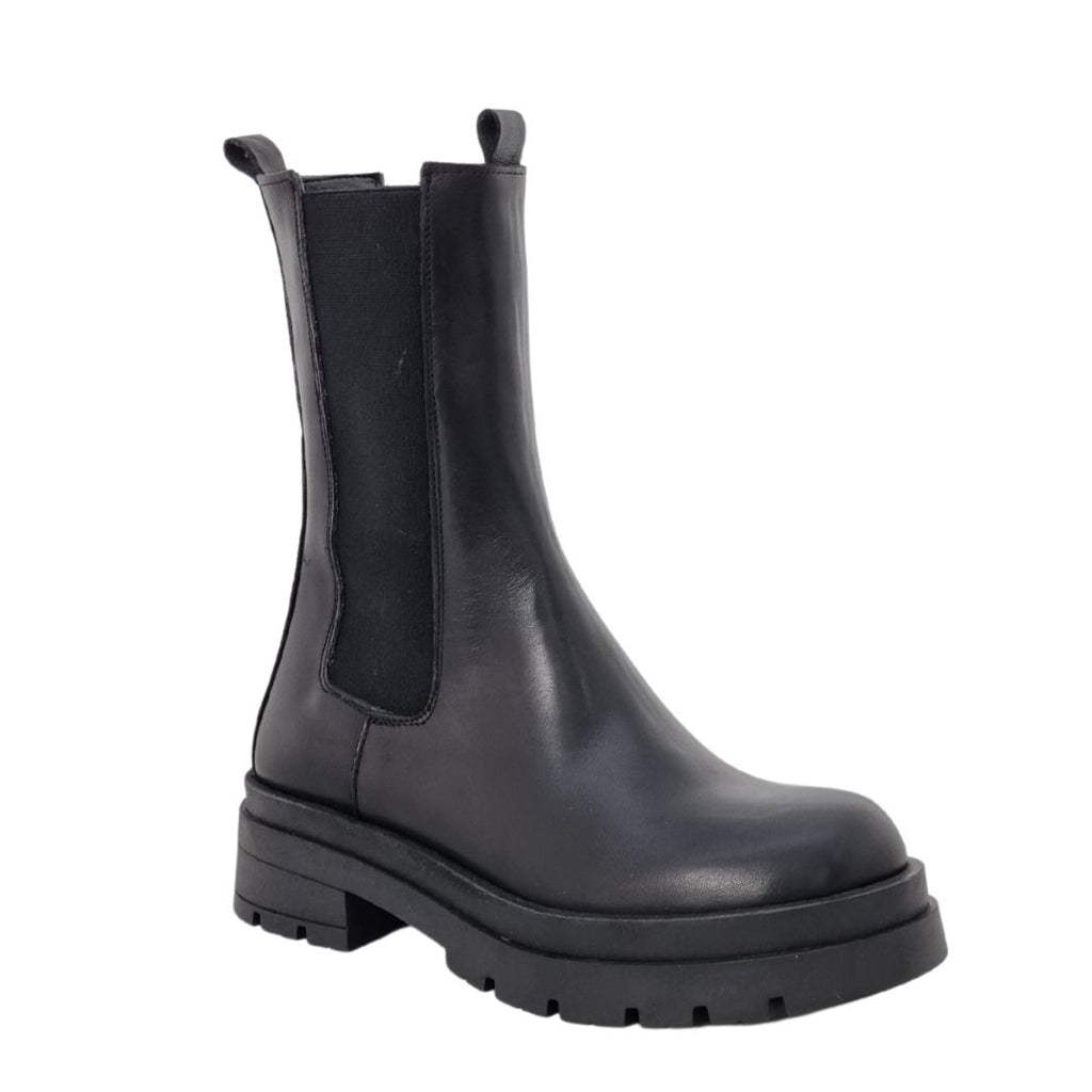 Tronchetti Beatles neri con elastico vera pelle